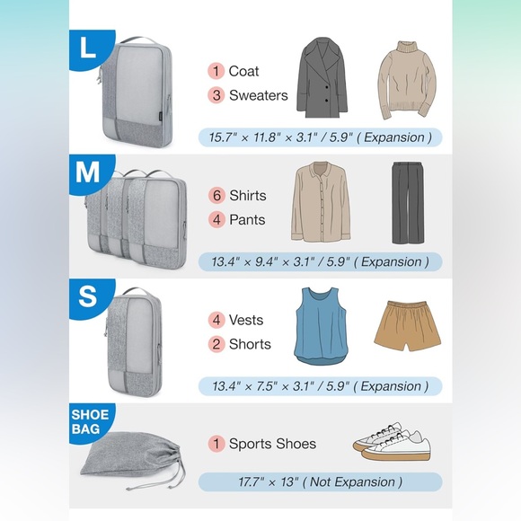 Gray Packing Cubes Set - Picture 2 of 2